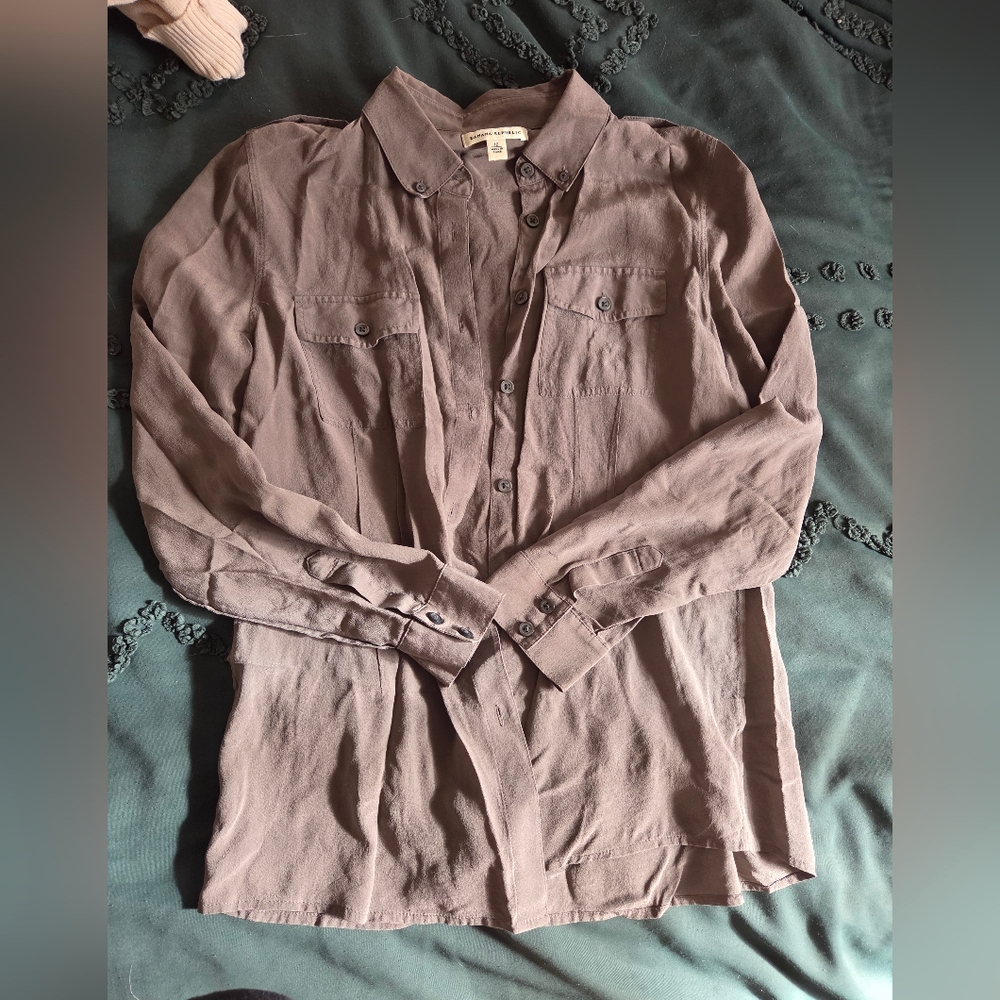 Banana Republic Taupe Silk Shirt